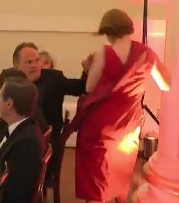 MP Mark Field grabs female protester by throat