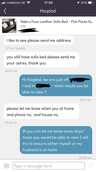 Have IBU in responses to buyer on Gumtree & how should I respond now?!
