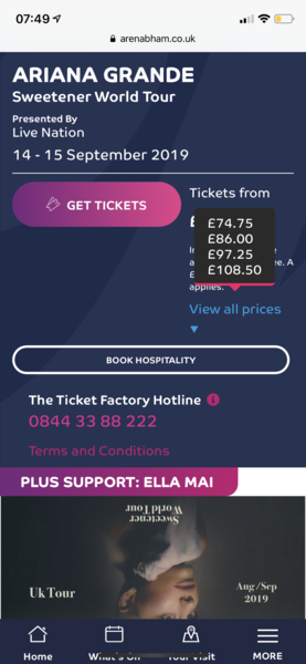 Cost of concert tickets