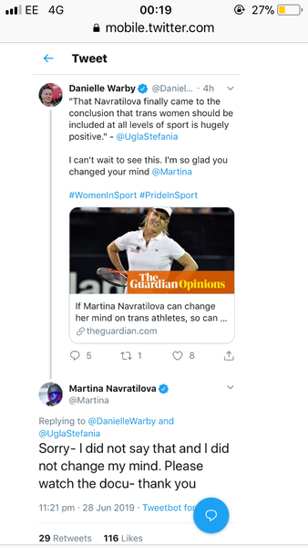 Martina Navratilova to front BBC1 transgender athletes doc