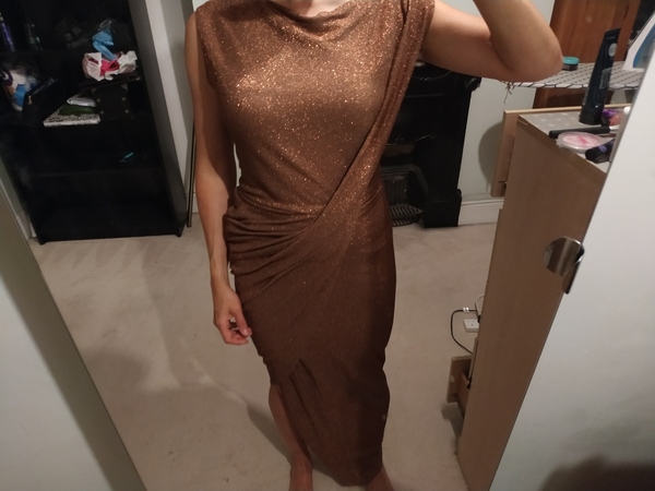 Unusual but lovely dress for October registry wedding
