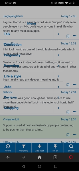 Menu displaying over thread