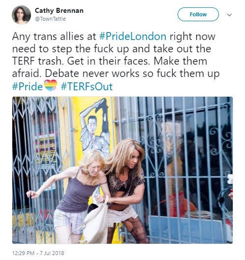 Julie Bindel physically attacked after meeting