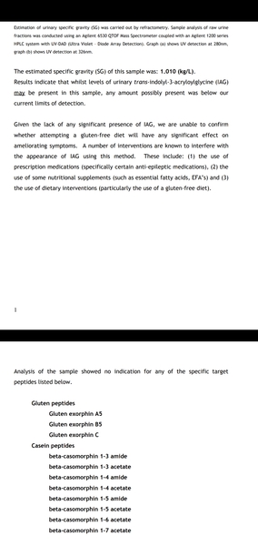 Analutos gluten and casein test results..
