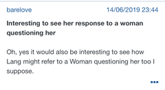 Use of trans identified male as opposed to transwoman.