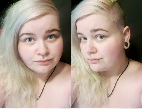 Shaving the side of my hair/head.