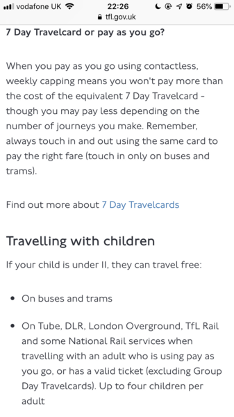 Paying for children on the tube