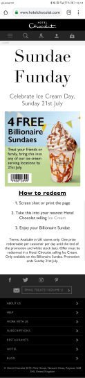 Free ice cream Hotel Chocolat