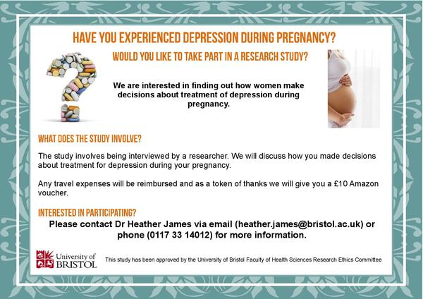 Seeking participants for research study on women’s experiences of depression during pregnancy