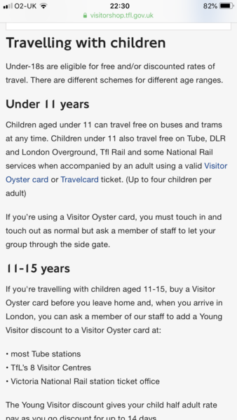 Paying for children on the tube