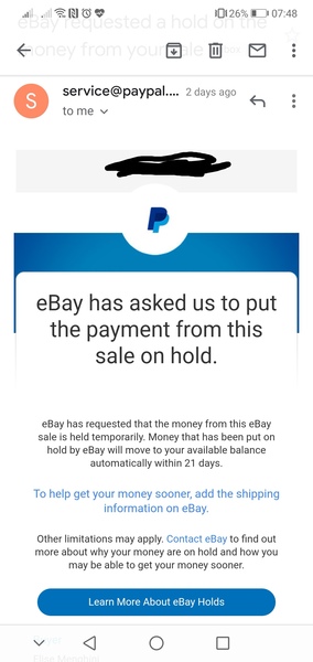 Ebay / PayPal selling question (the CFs have frozen my money)