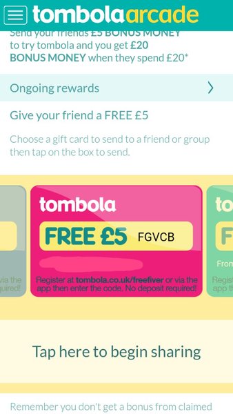 Tombola free £5 codes