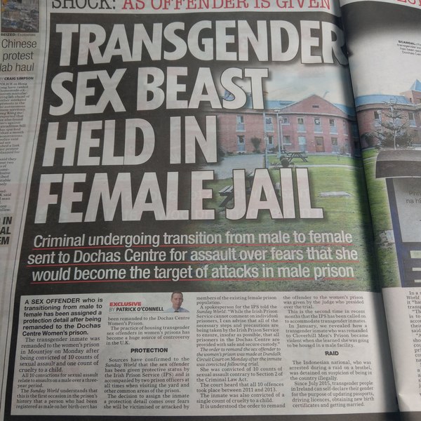 Transgender sex offender in womens prison in Ireland