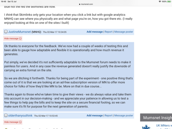 Links in posts to mumsnet site sections