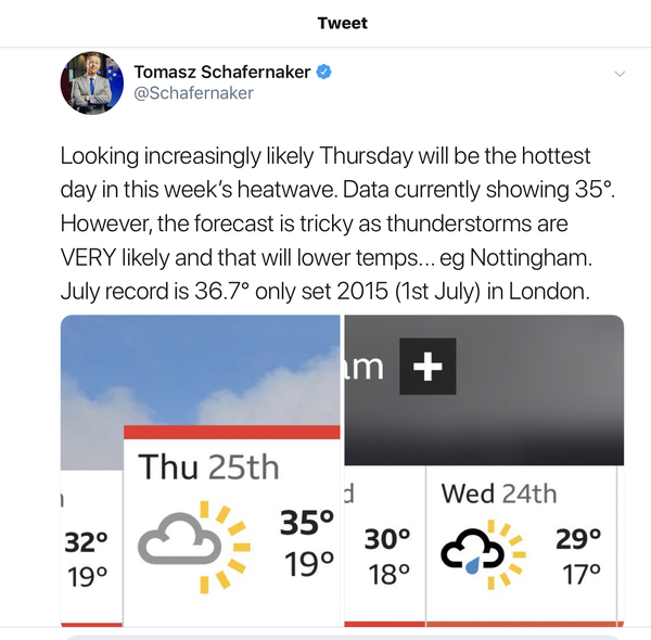 Potential severe heatwave next week. (week of 21st July)