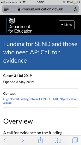 Government consultation on SEND funding