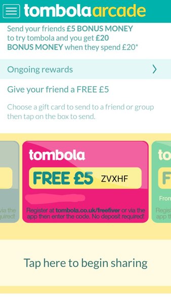 Tombola free £5 codes