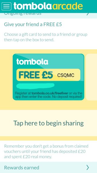 Tombola free £5 codes