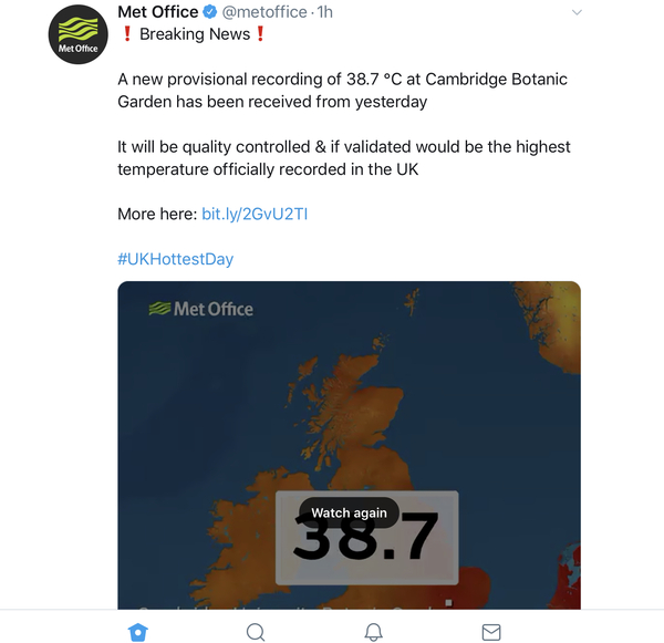 Potential severe heatwave next week. (week of 21st July)