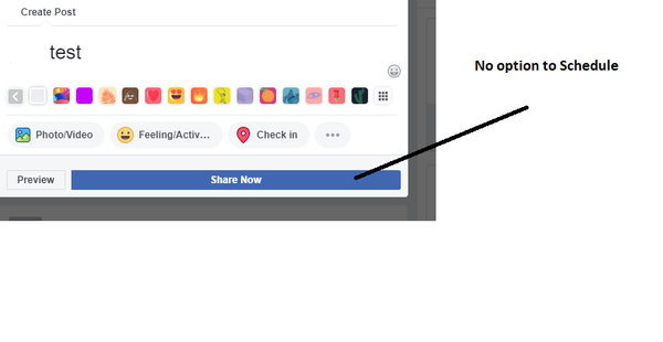 Facebook - Have they removed the schedule button?