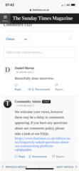 Sunday Times, Martina, two different articles, two sets of comments