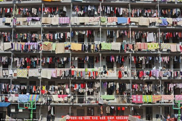 Drying washing on our balcony