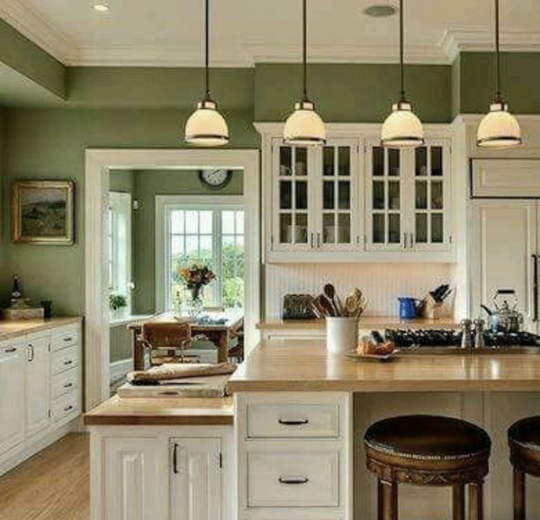 Green painted kitchen