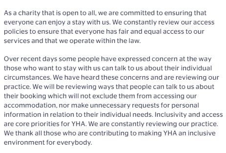 Shocked by YHA transgender policy wording