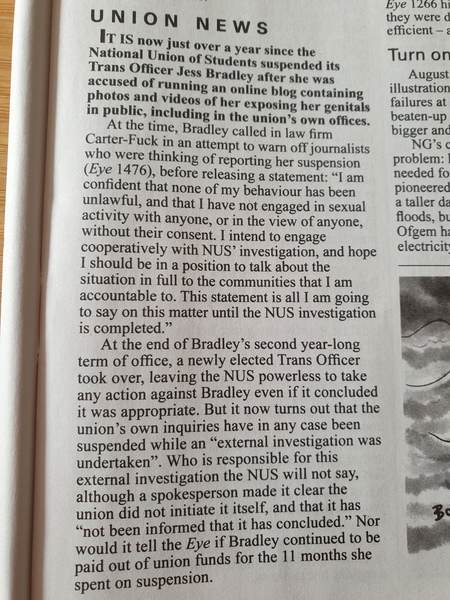 Update on the Jess Bradley position..