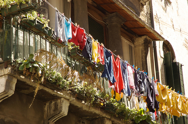 Drying washing on our balcony