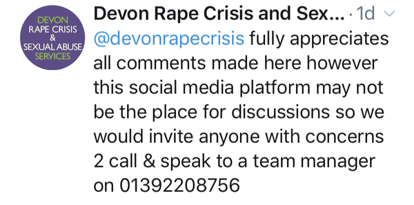 Self ID women being asked to volunteer in Devon Rape Crisis Centre *Triggering - rape*