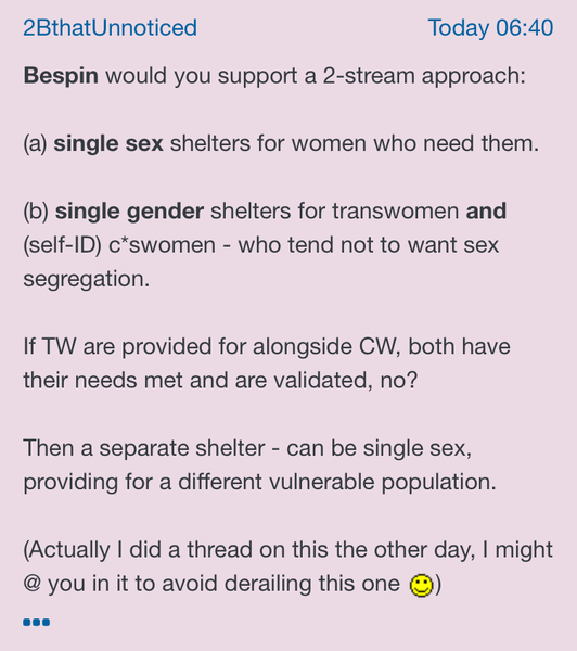 **Solution** 'CIS' women and transwoman form a class together