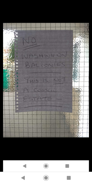 Drying washing on our balcony