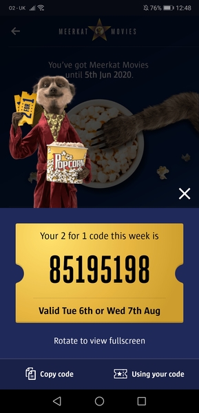 To ask for a meerkat movies code??