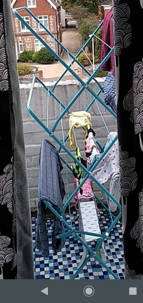 Drying washing on our balcony