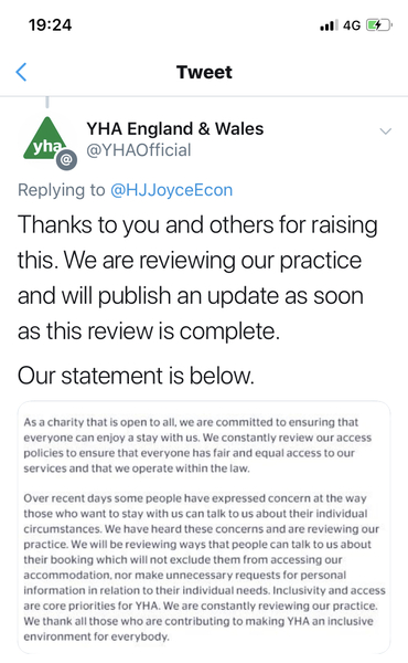 Shocked by YHA transgender policy wording