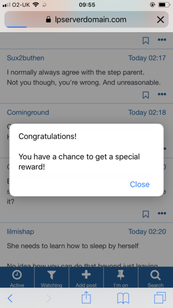 Mumsnet pop up ads