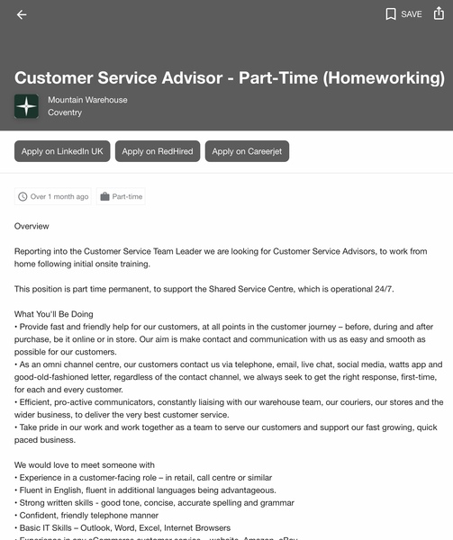 This might suit someone? Work from home for famous camping firm.
