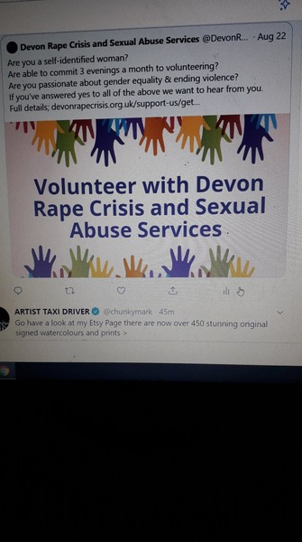 Self ID women being asked to volunteer in Devon Rape Crisis Centre *Triggering - rape*
