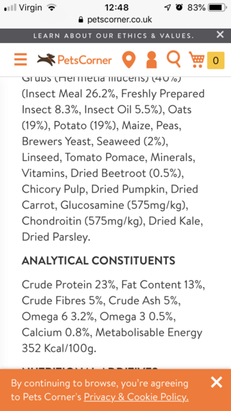 Insect dog food