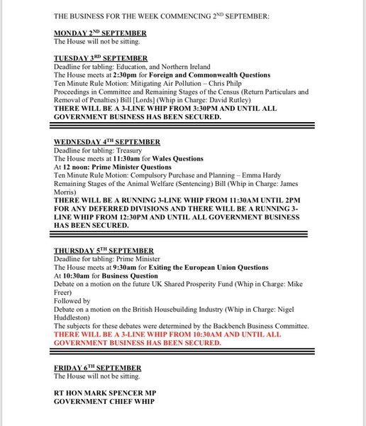 Westminstenders: Prorogation