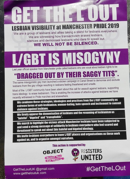 Manchester Pride Statement - Is it calling the of lesbians & de transitioners abhorrent?