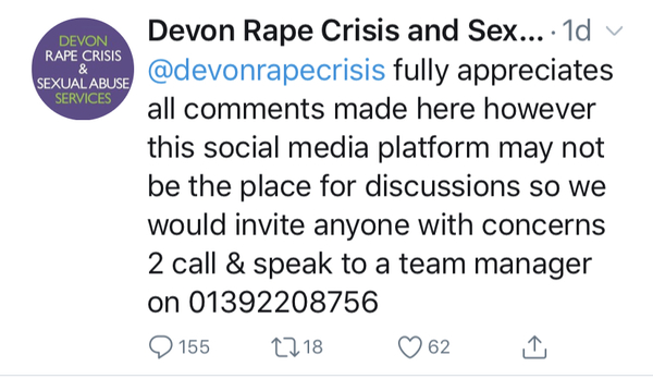 Self ID women being asked to volunteer in Devon Rape Crisis Centre *Triggering - rape*