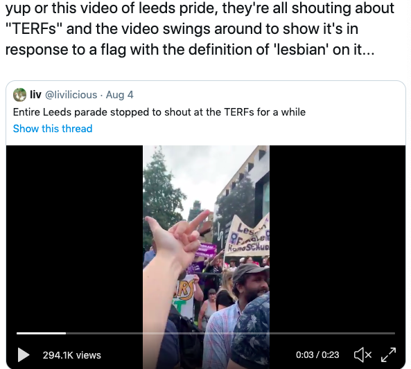 Shocking behaviour towards lesbians at Leeds 'pride' today