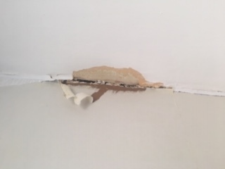 Previous owners used bath sealant on ceiling