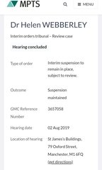 Isn't Helen Webberley still prevented from providing services in UK?