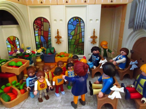 Today is Harvest Festival for the Playmobil people in our house...