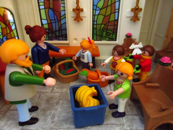 Today is Harvest Festival for the Playmobil people in our house...