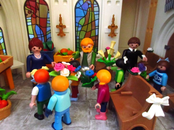 Today is Harvest Festival for the Playmobil people in our house...