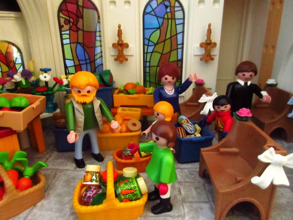 Today is Harvest Festival for the Playmobil people in our house...